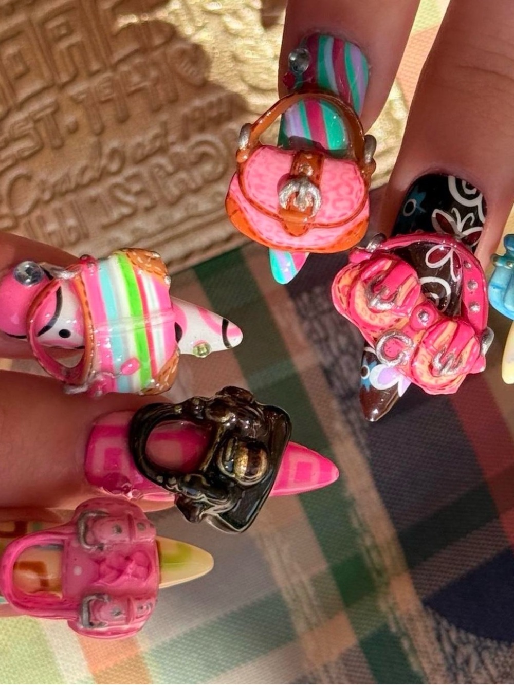 Y2K 3D Vintage Handbag Reusable Nails Pinterest Viral | Handpainted & Handsculpt